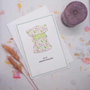 Carte origami Yukata – Joyeux anniversaire (français)