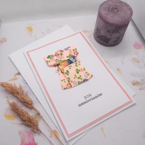 Carte origami Yukata – Joyeux anniversaire (français)