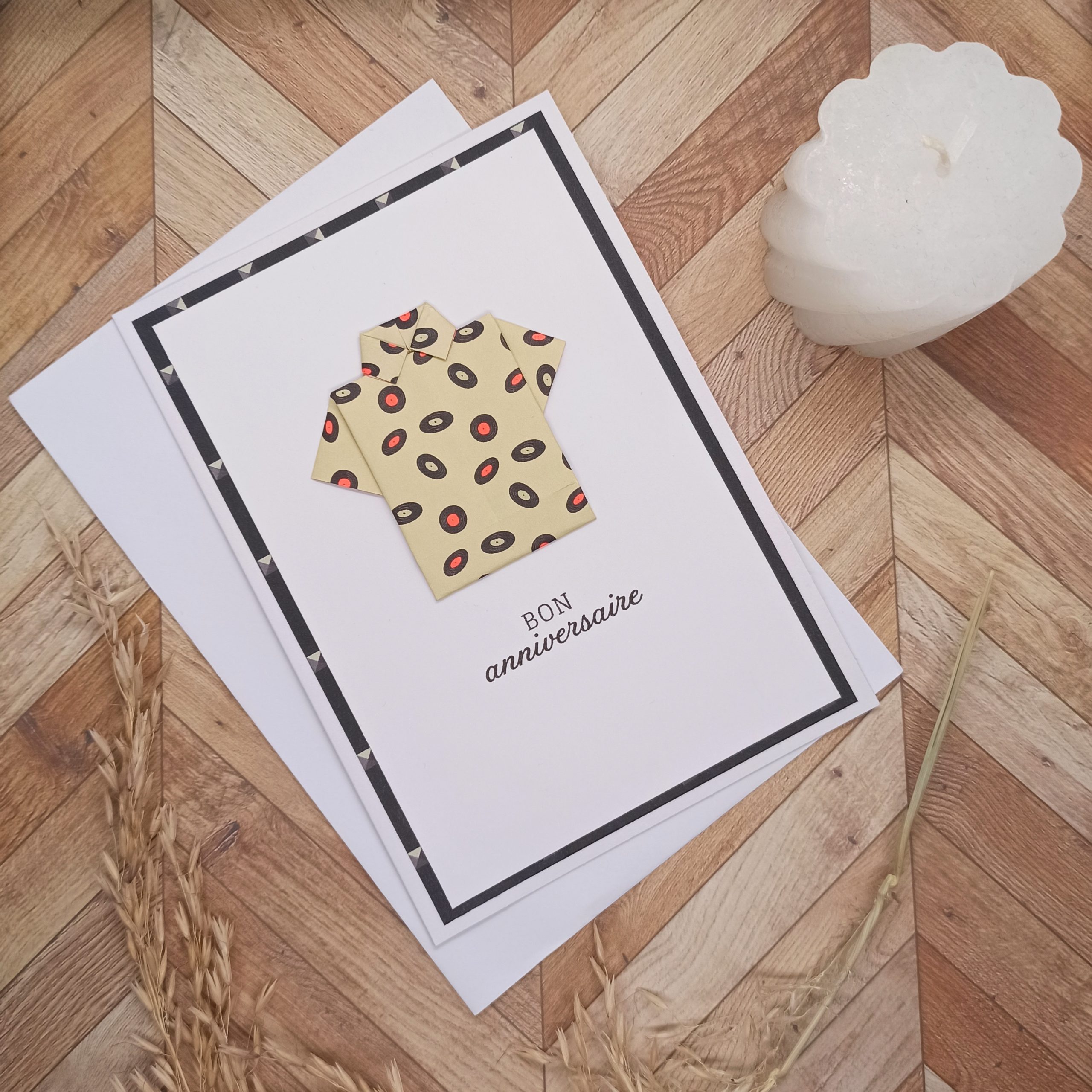 carte origami chemise bon anniversaire rock