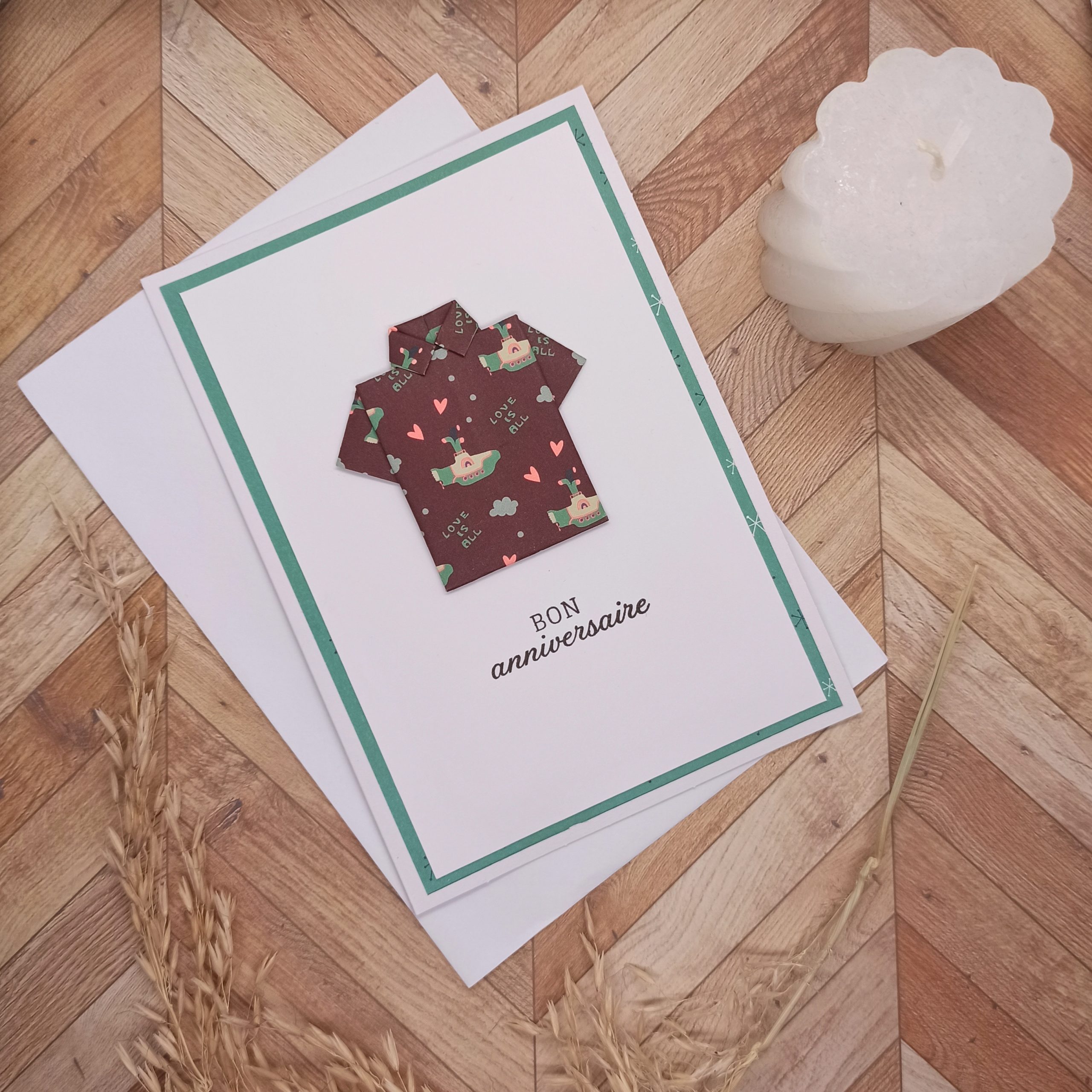 carte origami chemise bon anniversaire rock