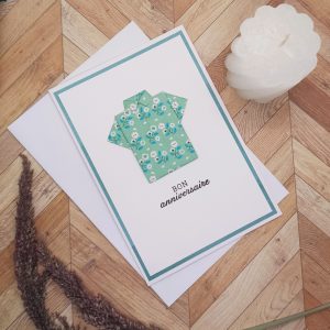 Carte origami Chemise – Bon anniversaire kawaii