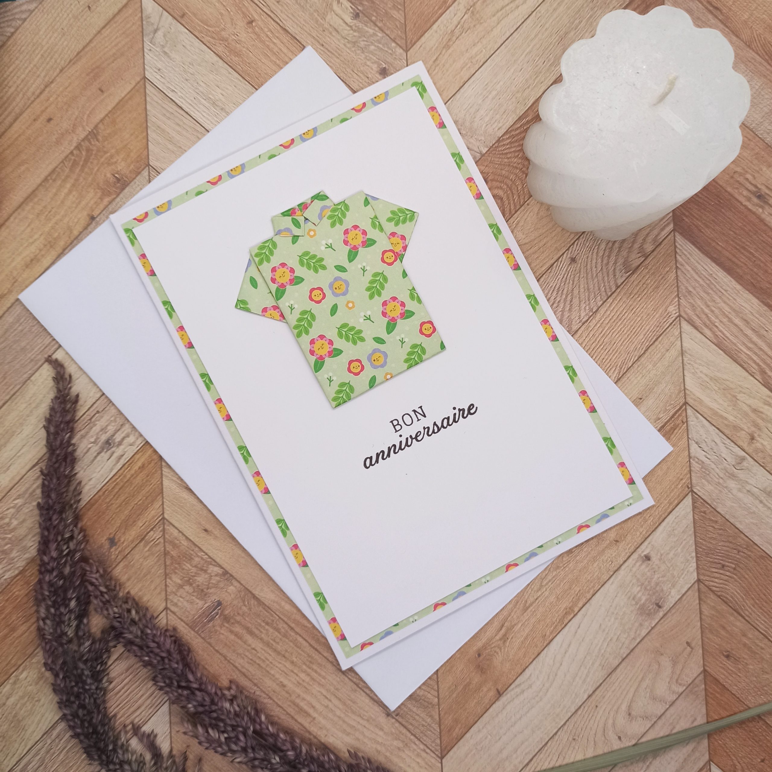 carte origami chemise bon anniversaire