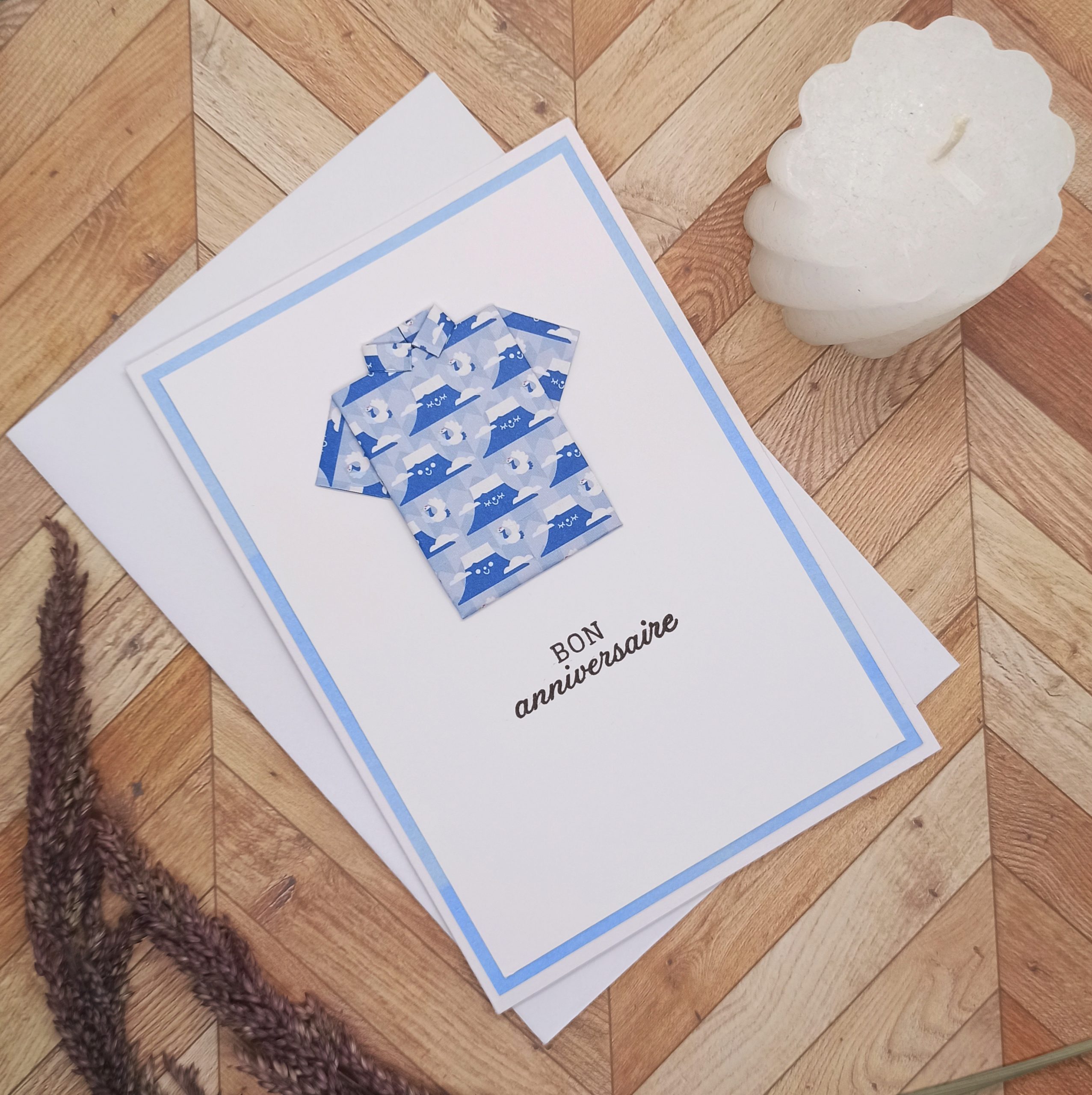 carte origami chemise bon anniversaire