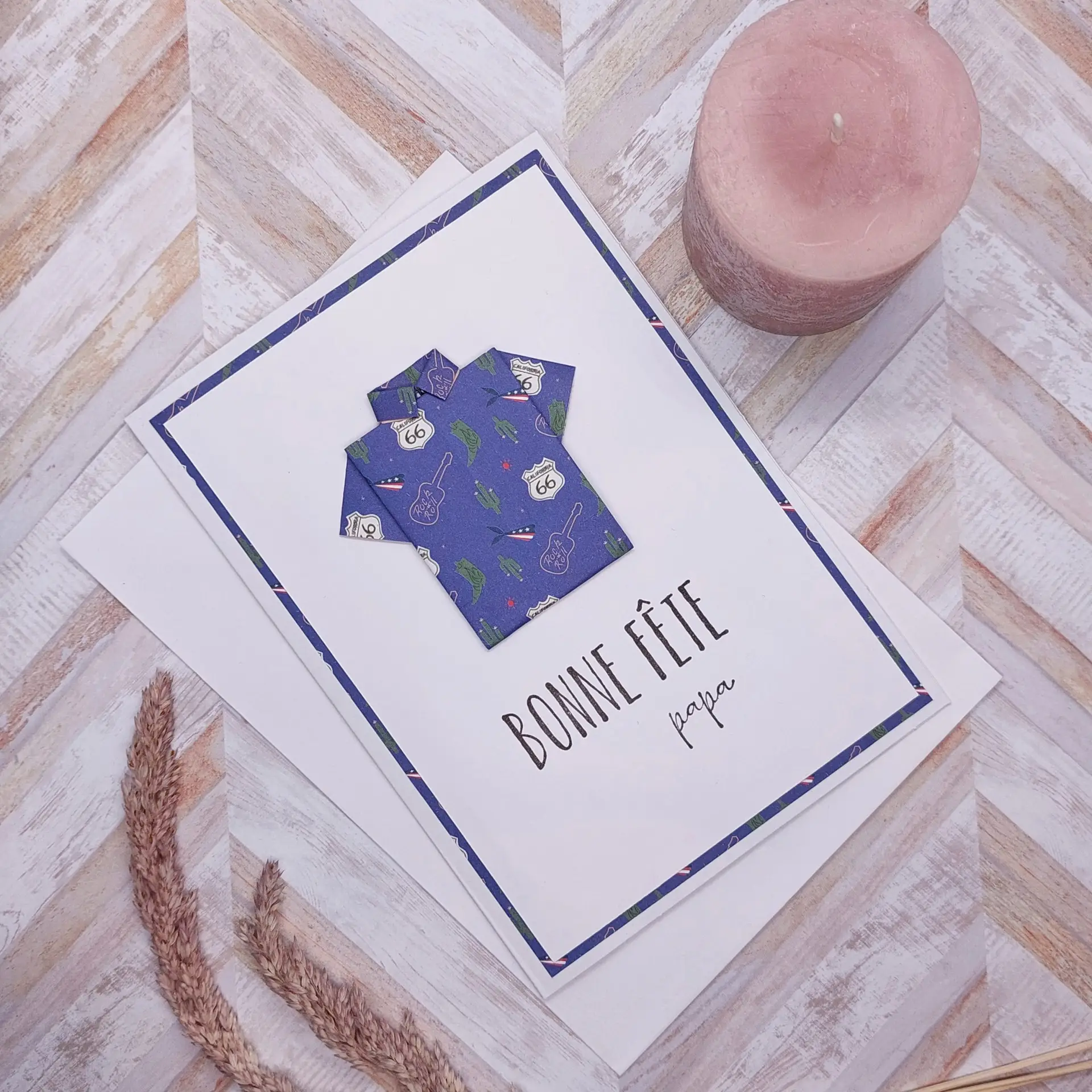 carte origami fête des pères rock