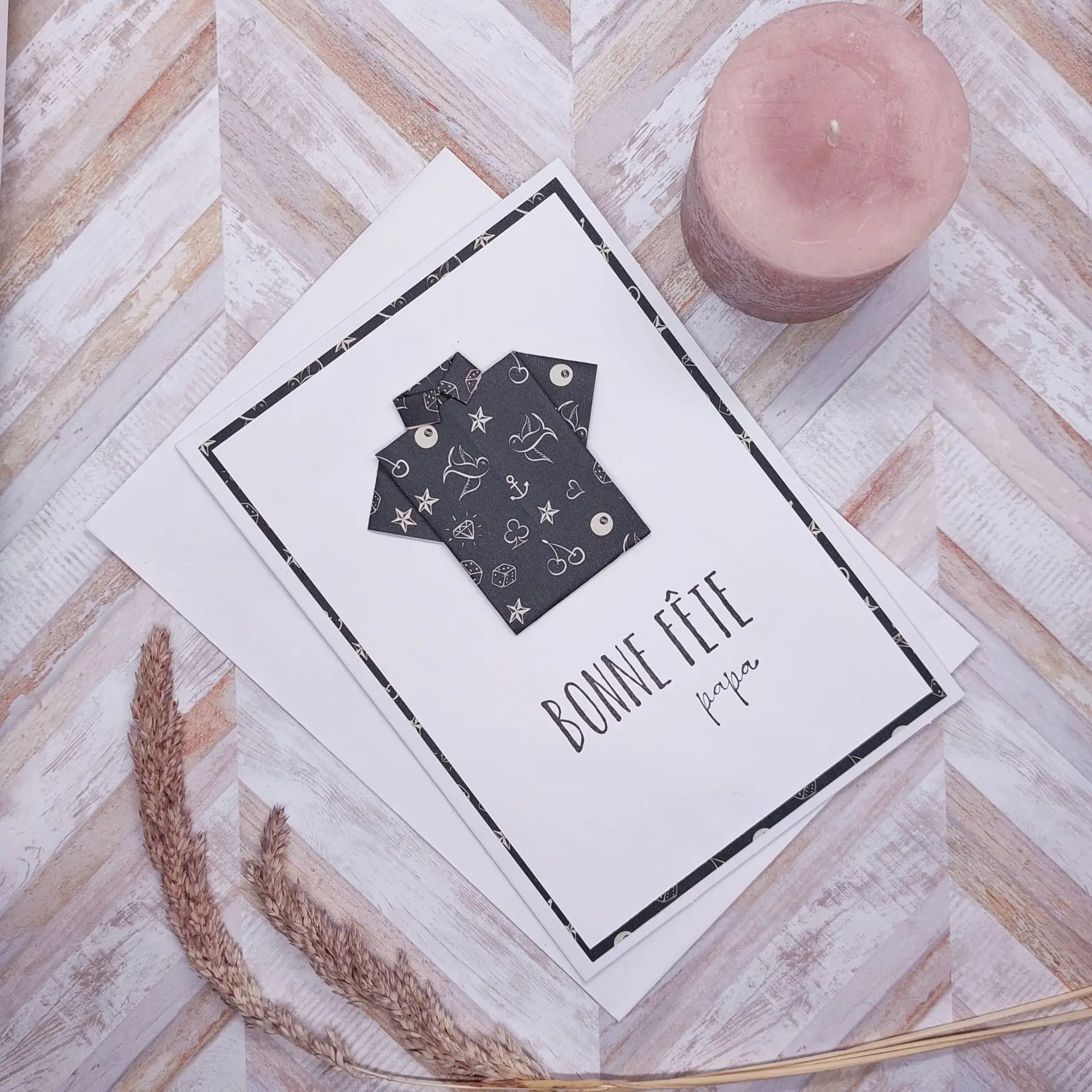 carte origami fête des pères rock
