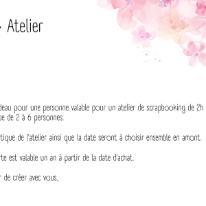 Carte cadeau ~ Atelier