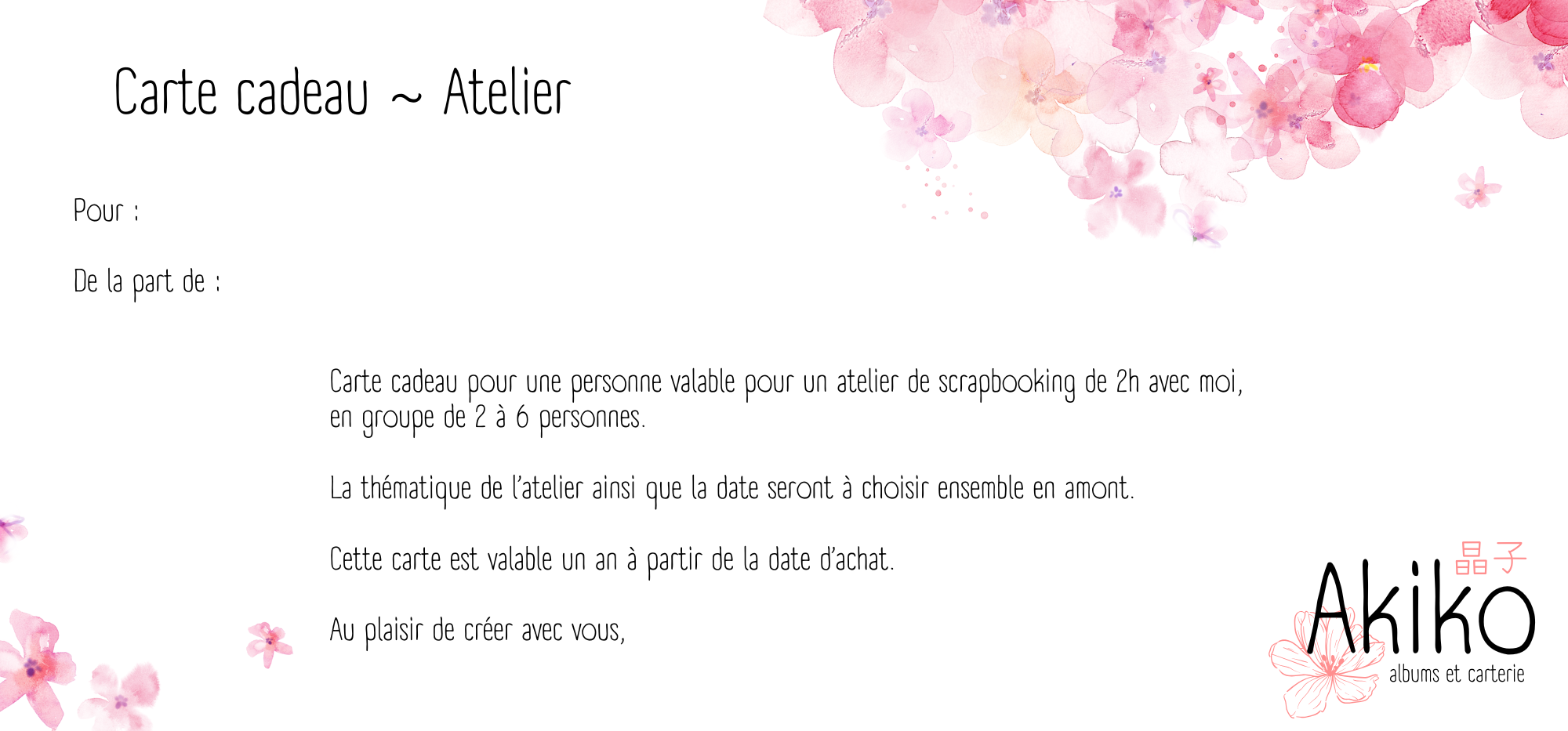 Carte cadeau ~ Atelier – Image 2