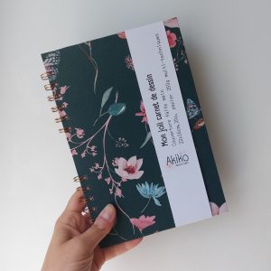Carnet de dessin avec porte-crayon ~ Fleurs