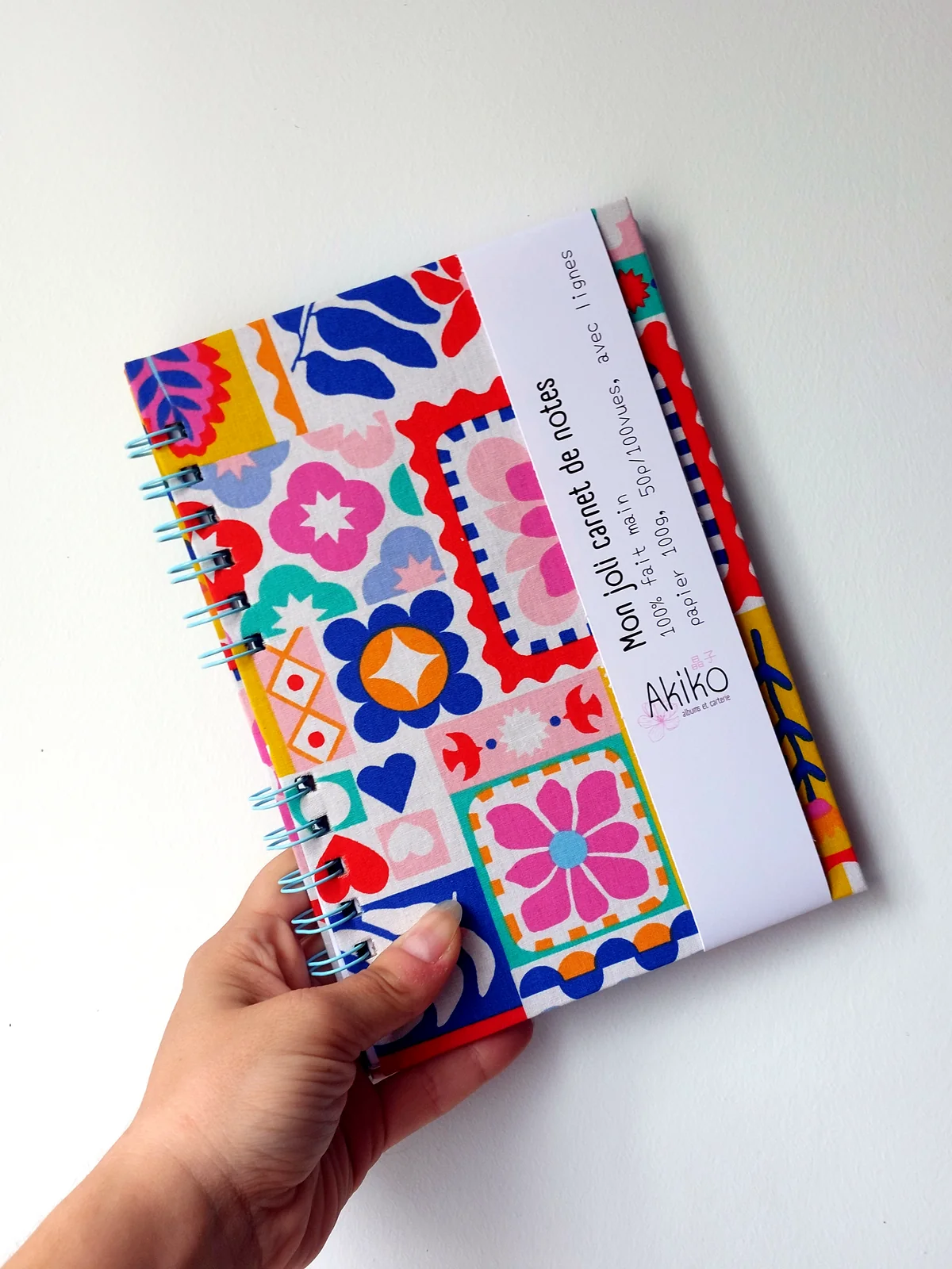 carnet de notes avec lignes tissu vintage chic akiko